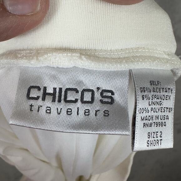 Chico’s Travelers Pants Women’s Size 2 Short (12/14S) White Pull-On Pants - Picture 7 of 9